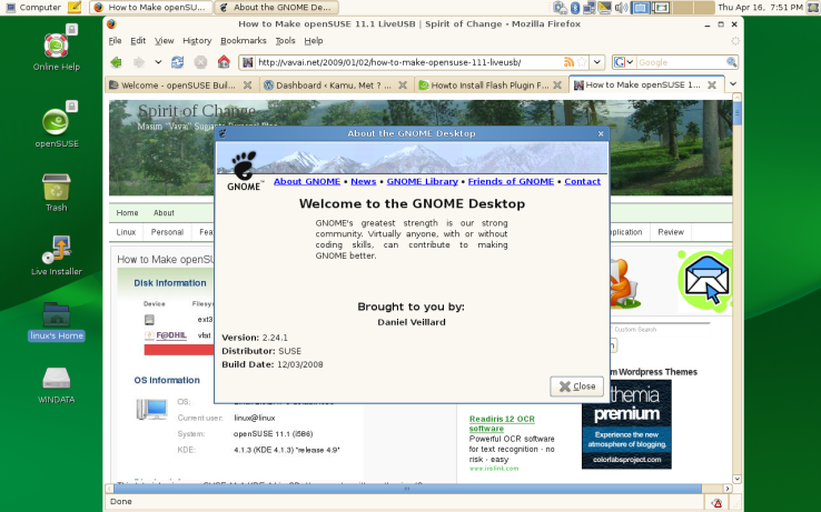 Firefox and About GNOME